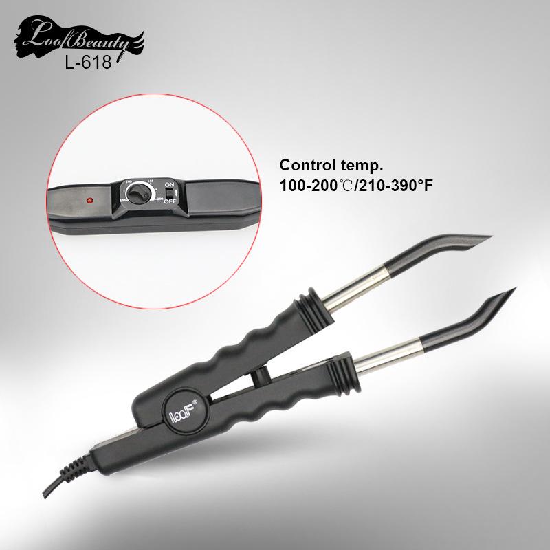 Black Hair Extension Iron, Adjustable Temperature, Quick Heat Glue, Pliers Clips Tools, EU/US Plug