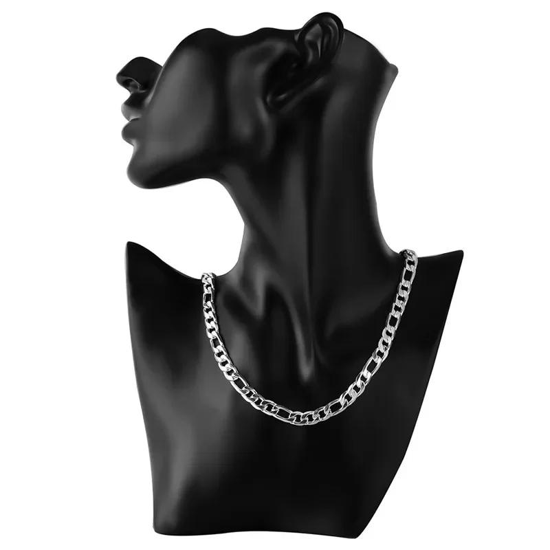 Solid 925 Silver Necklace For Men Classic 12mm Cuban Chain 18-30 Inch Charm High Quality Fashion Jewelry Wedding