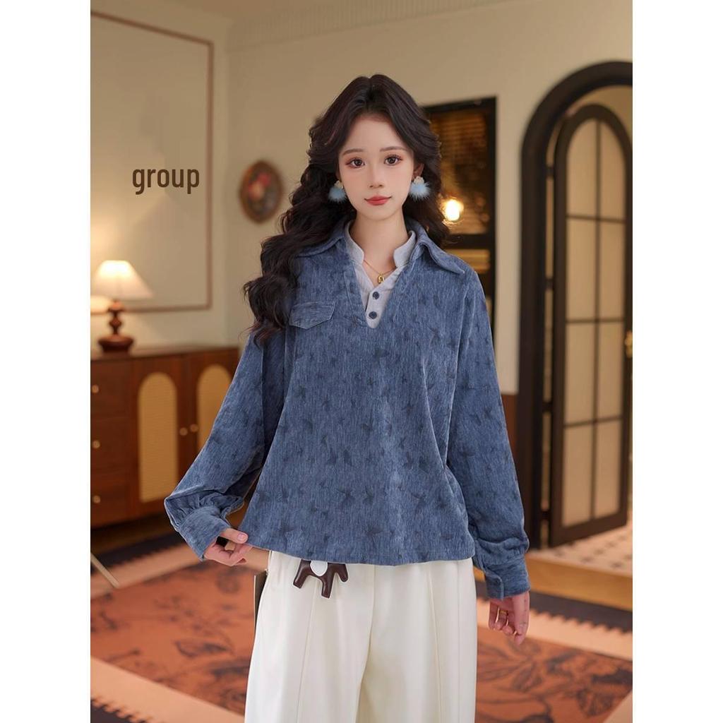 DaYuanSAD Women's Long Sleeve Layered Shirt Top for Autumn/Winter