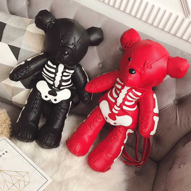 Pu Foreign Trade Explicit Four-color Big Bear Double Back Japan and South Korea 2025 New Literary Girl Personality Single Shoulder Crossbody Backpack