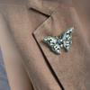 High-End Silver-Green Butterfly Brooch: Women's Gold-Plated Copper Pin, Zircon, and Pearl