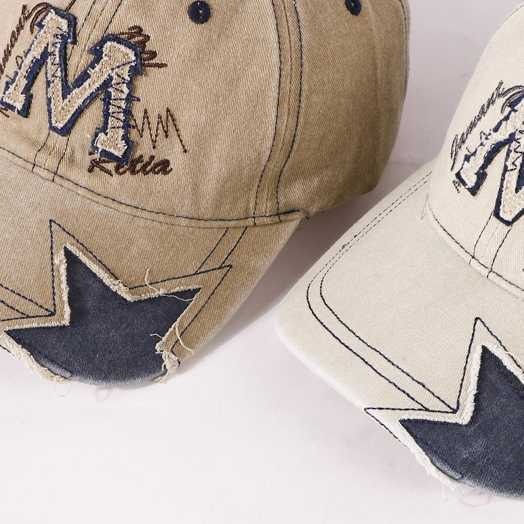 New Unisex Vintage Baseball Cap M Letter Embroidery Dad Hat Women Men Outdoor Streetwear Distressed Washed Cotton Sports Cap