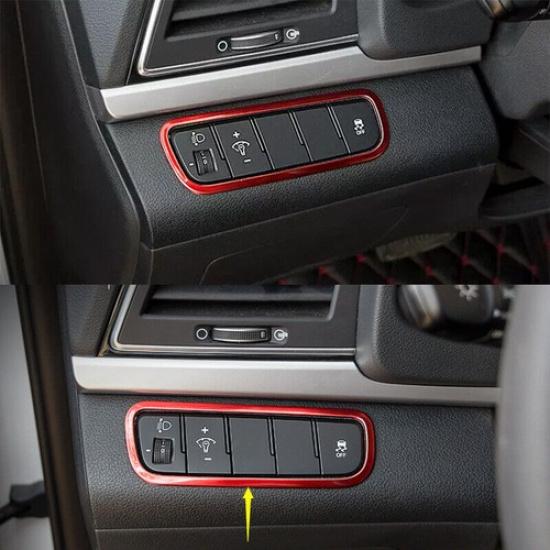 Titanium Red Headlight Button Frame Cover Trim 1X For Hyundai Elantra 2017-2020