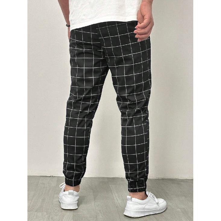 New Spring And Autumn Men'S Sports And Leisure Quick-Drying Plaid Pants Men Comfortable Solid Color Casual Pants Men