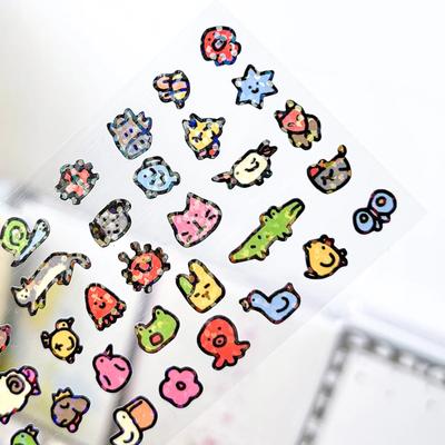 2.1m/ Rolle Niedliche Cartoon Graffiti Schnittfolienaufkleber Laser Mini Musterband Scrapbook Journal DIY Deko Handyhülle Aufkleber Kindergeschenk