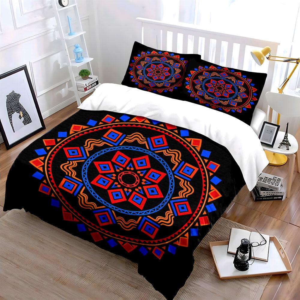 Geometric Mandala Decor Set Soft Comfortable Duvet Cover Bedding Set Included 1*Duvet Cover & 2*Pillowcases, Gift