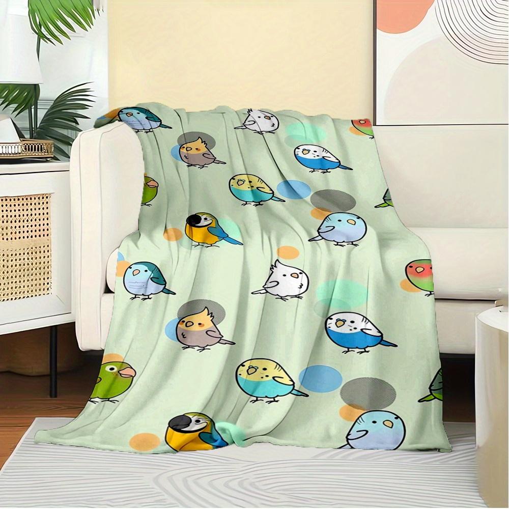 1pc Parrot,Bird,CartoonDigital Print Fleece Blanket - Contemporary Style, Suitable for All Seasons, Perfect for Home, Travel, or Camping - M