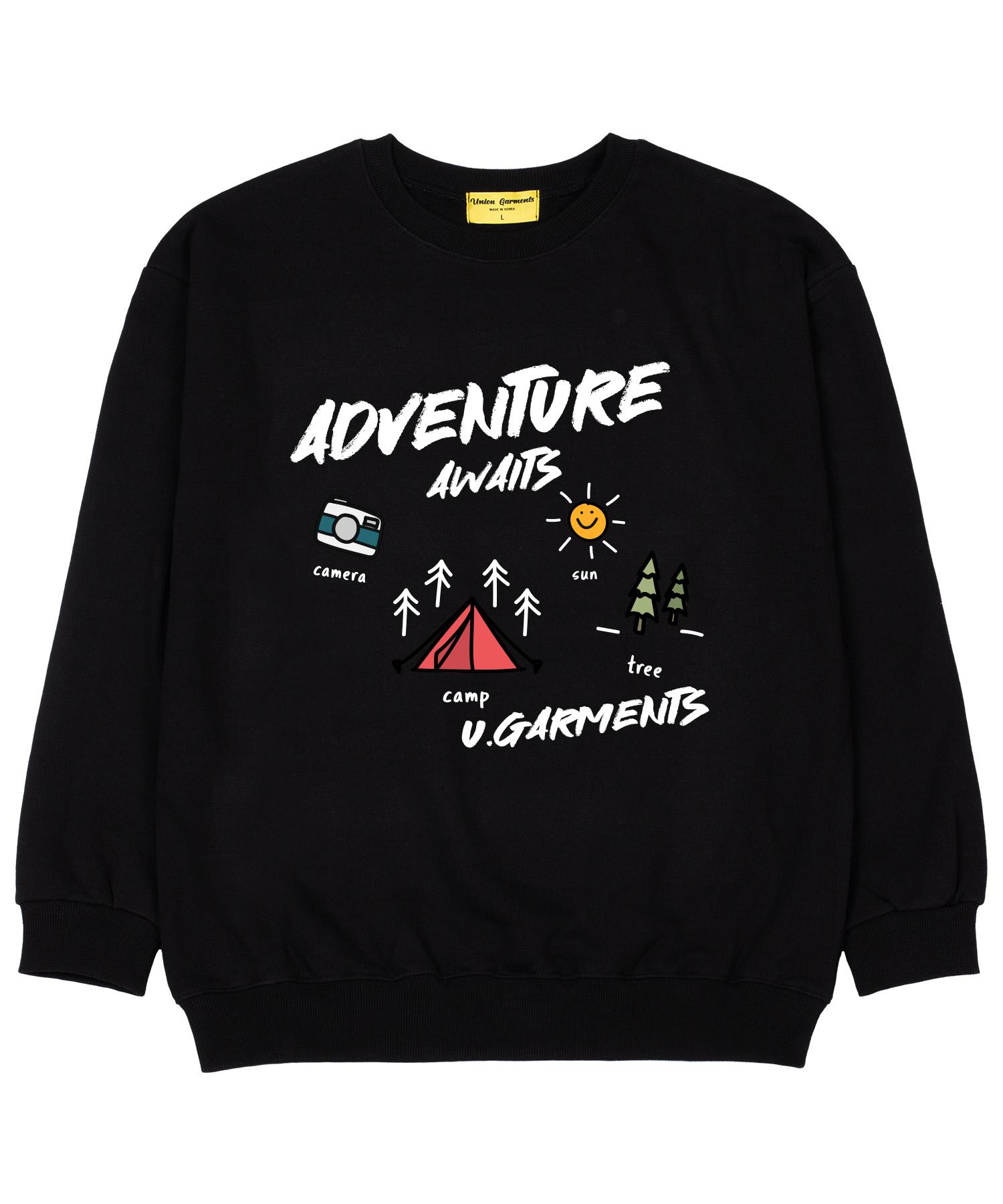 Union Garments Ждет Кемпинг Французский Терри Оверсайз Толстовка Черная L