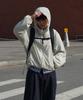 Placestudioman Hooded String Two-Way Zip-Up Nylon Windbreaker [Beige]