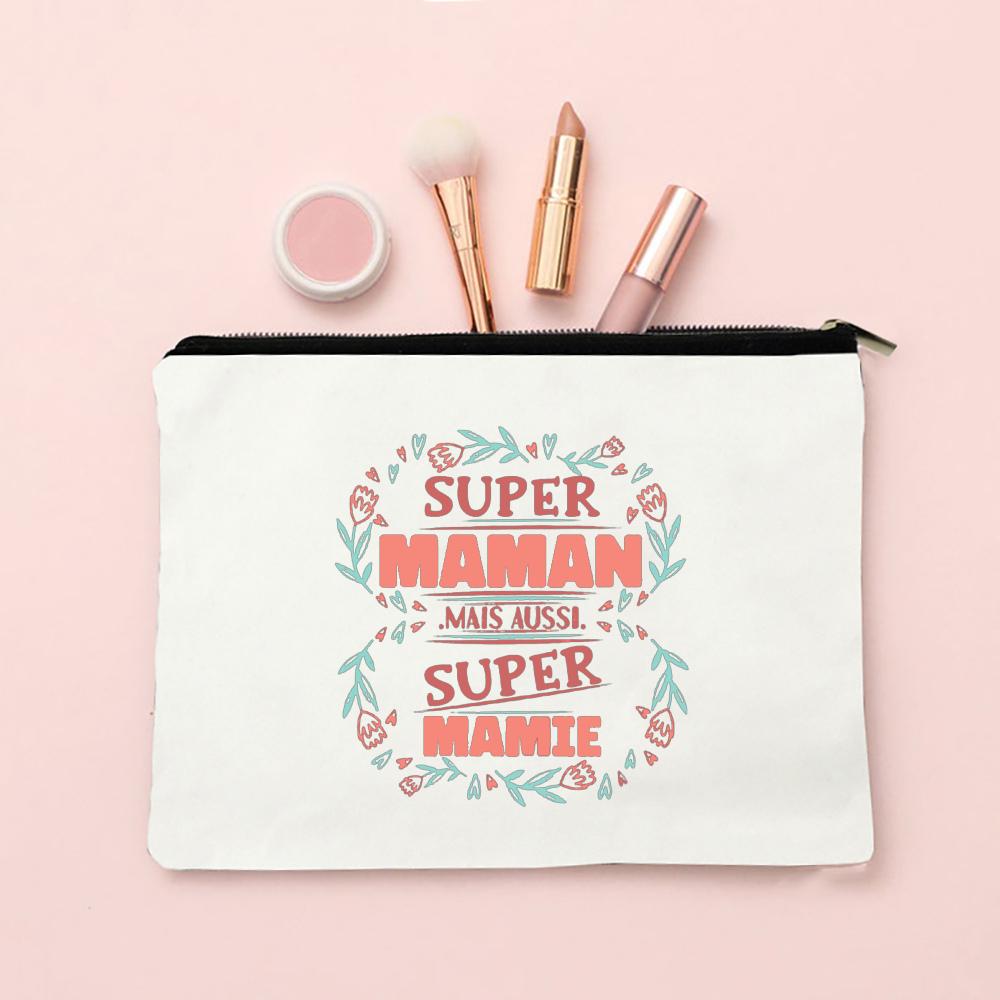 Best Mom French Printed Cosmetic Case Women Makeup Bags Travel Toiletry Organizer Female Wash Storage Pouch Mother's Day Gifts