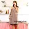 Wrap Chest Bath Towel for Women - Strapless Sauna Skirt with Buckle, Absorbent & Soft, Engraved Logo