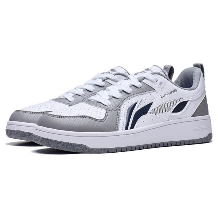 Li Ning Shiyi Rutschfest Abriebfest Niedrig geschnitten Skateboard Schuhe Herren Weiß Grau AGCT341-3