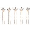 5pcs White Gold Rhinestone Hair Pins Rhinestone Design Bridal Hair Clips  For Women Girls