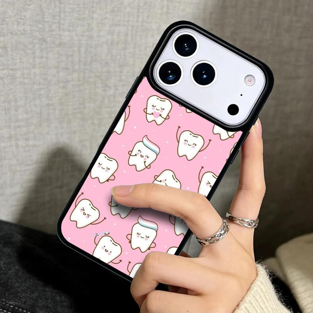 Capa Case for iPhone 17 Air 16 Pro Max 15 Plus 11 13 Mini 14 12 Back Phone Cover Cute Tooth Dentist