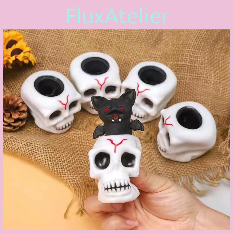 Unique Halloween Skull Stress Relief Toy With Bat Design For Fun Relaxation And Play