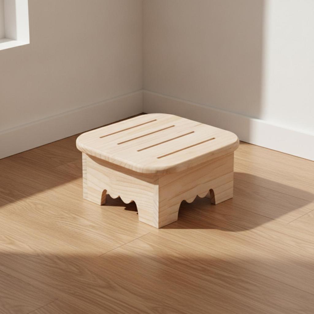 Hocker mit geschlitzter Oberseite Stabiler quadratischer Holzfußhocker Kompakt für Erwachsene,