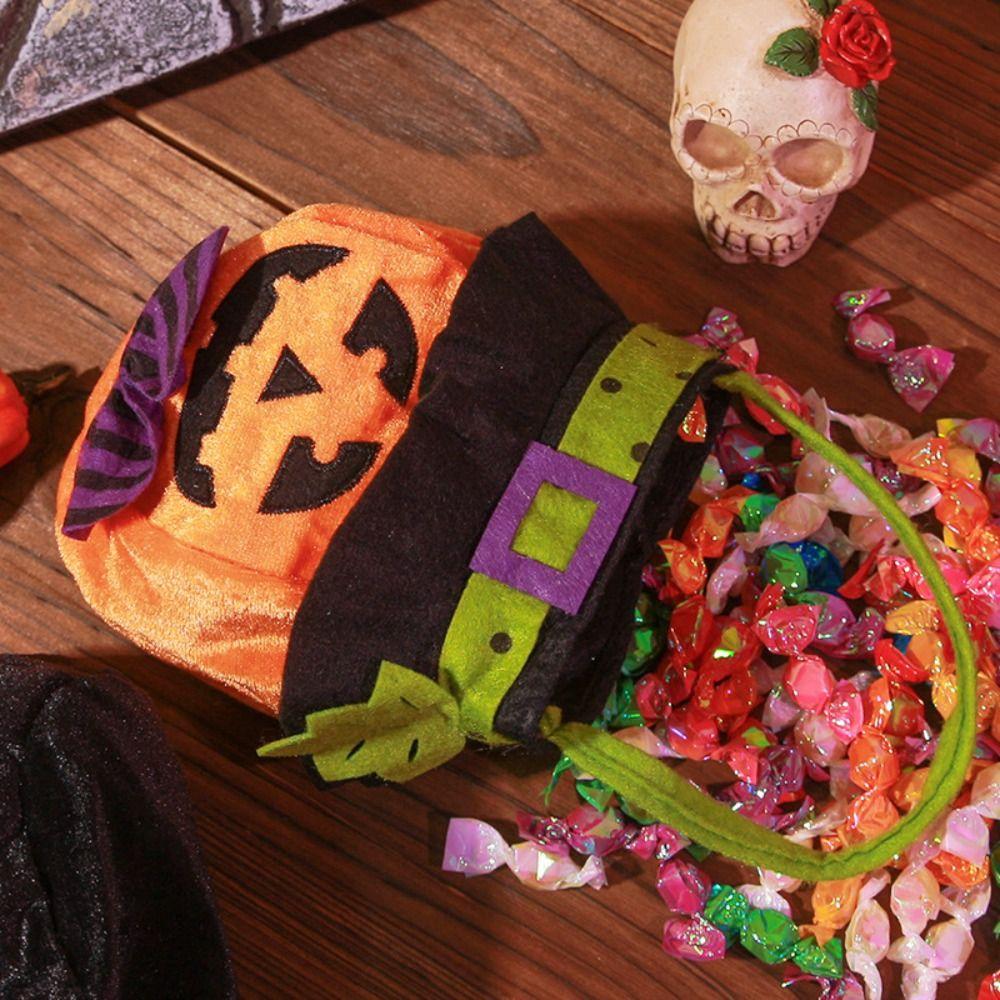 Gifts Pouch Halloween Candy Drawstring Bag Non-woven Pumpkin Bag Trick or Treat Bag Children