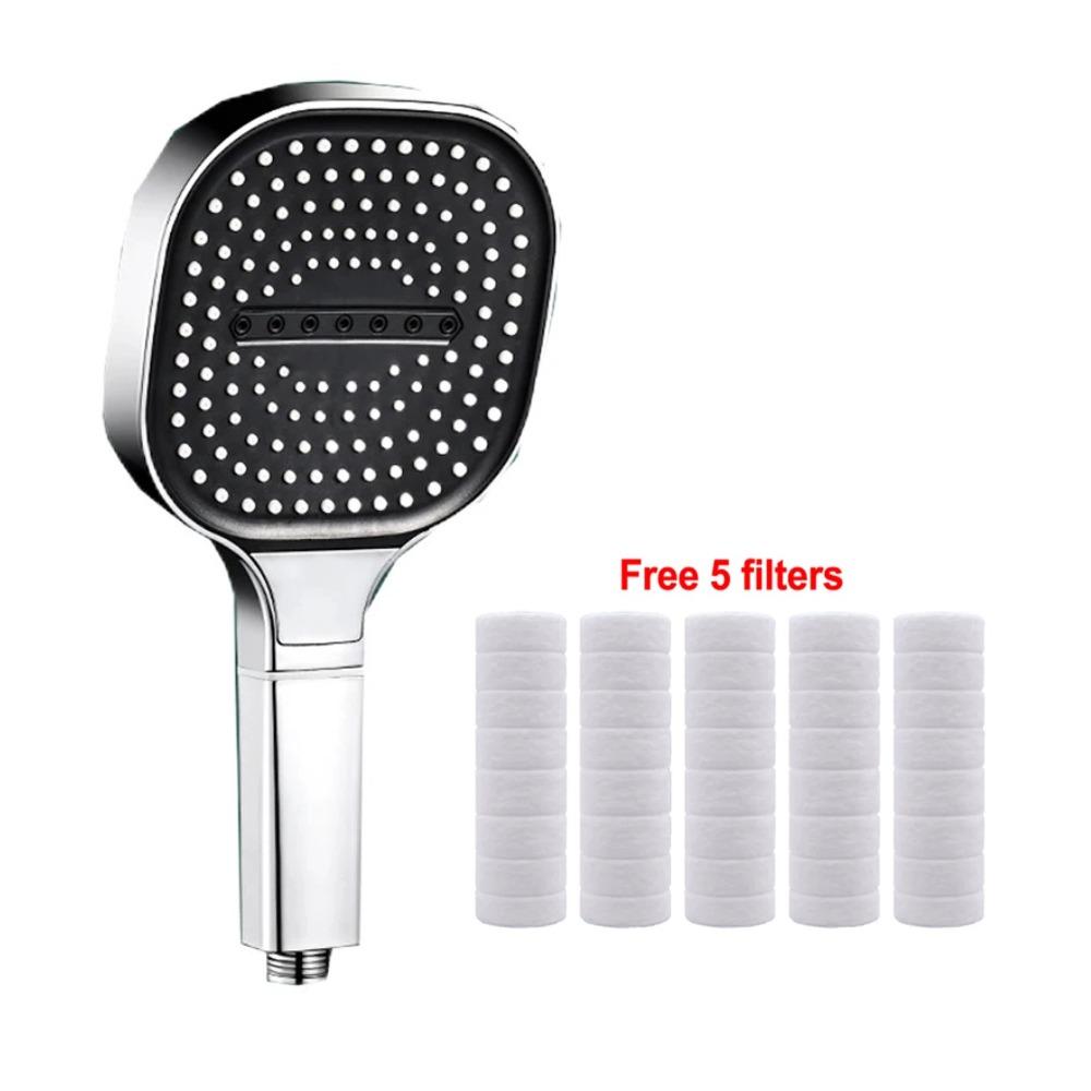 13 cm großer Hochdruck-Duschkopf mit großem Panel, wassersparende Filterdüse, 3-Modi-Duschköpfe, einstellbare Wassermassage-Sprühvorrichtung, Badezimmerzubehör