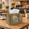 1pc Classical Theme Tissue Box Holder | Garden Scene, People Gathering, Historic Architecture, Soft Fabric Decorative Case with Subtle Pattern And Cle