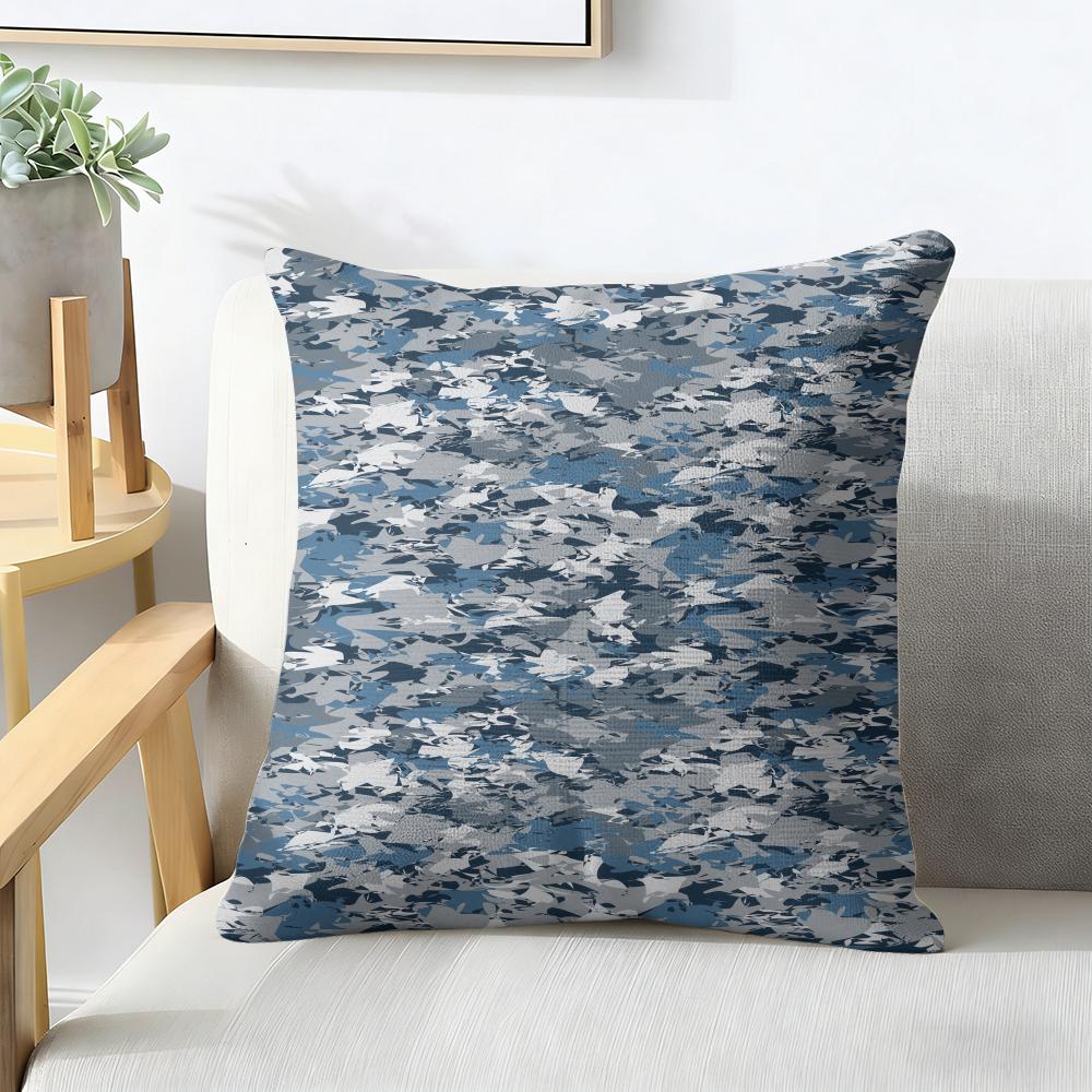 Classic Camo Pattern Cushion Cover Natural Linen Organic Fabric Double-Sided Printing Sofa Home Decor Gift Pillow Cover
