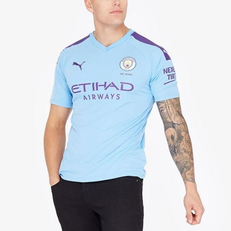 Puma Football Training Jersey Fan Version MCFC Premier League Manchester City 19-20 Season Home Men Tops Blue 755586-01
