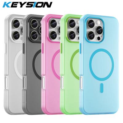 KEYSION Transparent Matte Case for MagSafe for iPhone 16 Pro Max 16 Plus 15 14 Pro Max Silicone+PC Shockproof Phone Back Cover