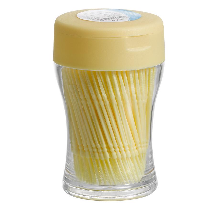 200 Double-Headed Plastic Toothpicks with Holder for Household & Hotel Use