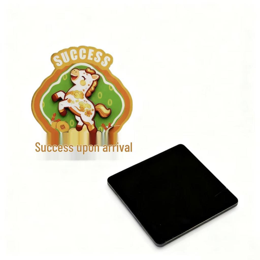 2026 Jahr des Pferdes Holz Cartoon Kühlschrankmagnet - Frühlingsfest Atmosphäre