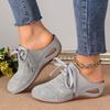 Knot Sandals For Women Summer Toe Covering Half Slip Sandals With Laced Wedge Heels For Women Large Size Hollow Chaussure Femme