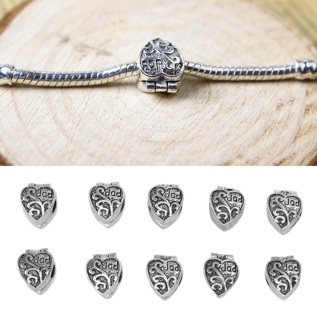 10 Stück Clipverschluss Perlen Antik Silber Armband Rutschfeste Positionierungsclip Schnallenperlen DIY Handgemacht J