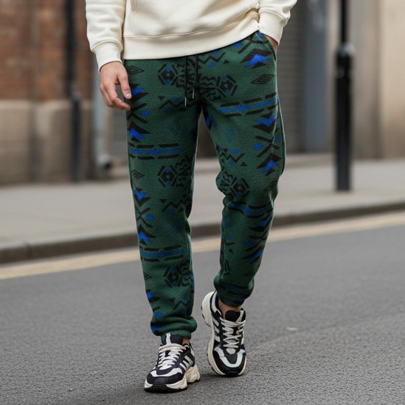 New Autumn and Winter Casual Thickened Pattern Solid Color Rope Trousers and Sweatpants