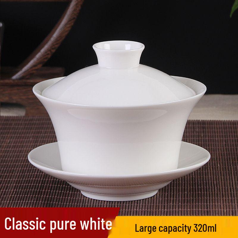 Extra Large Jingdezhen San Cai Gaiwan Ceramic Tea Set for Gongfu Eight Treasures Brewing, Ideal for Office and Home Use.