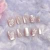 24 Pcs 3D Butterfly Press On Nail Cats Eye False Nail Glossy Acrylic Nail Elegant Full Cover Stick On Nail