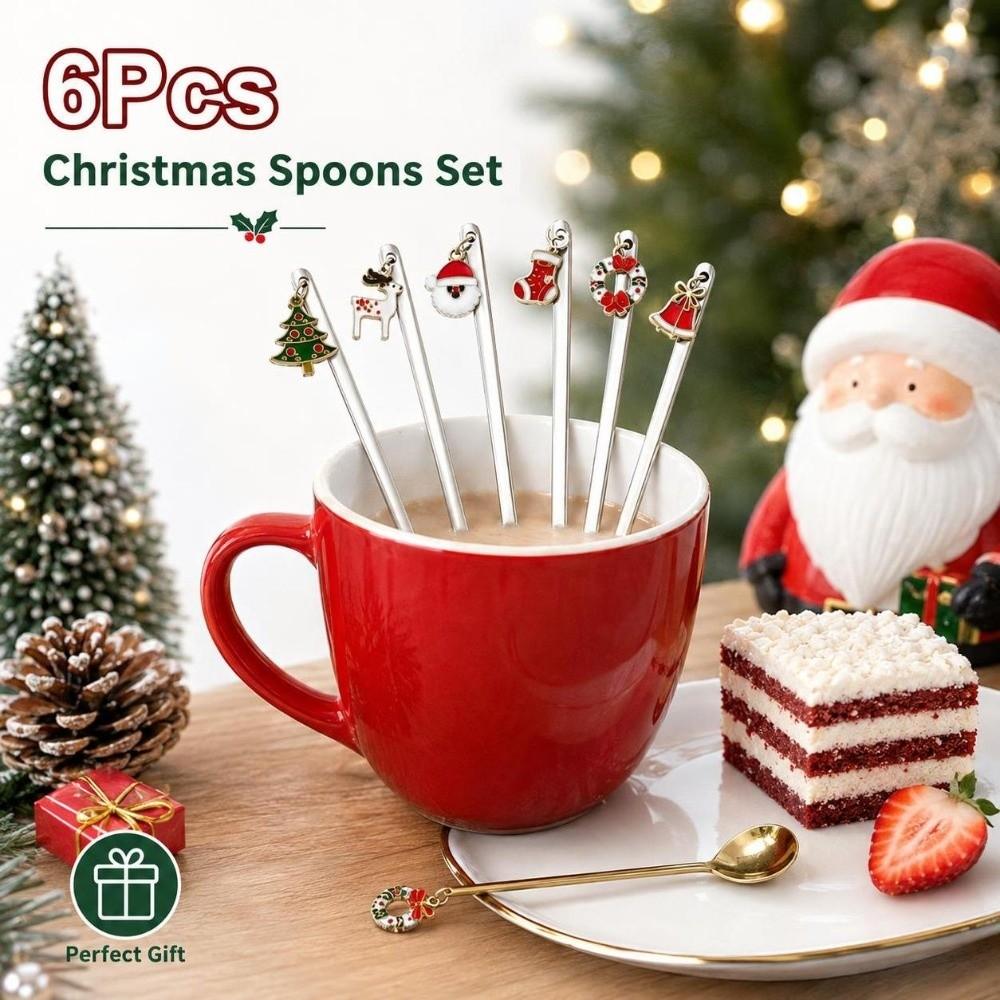 Snowman Coffee Spoon Set Festive Cake Spoons New Christmas Cutlery Set Holiday Decoration