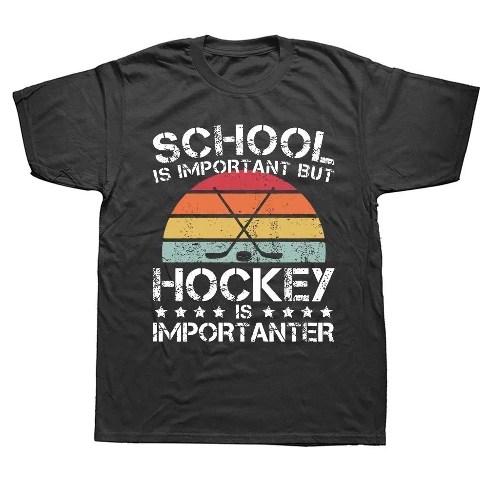 Eat Sleep Hockey Repeat Adult Ice Hockey Retro Vintage Tee Tops Round Neck Fashion Tshirt Clothing Casual Basic Tshirts