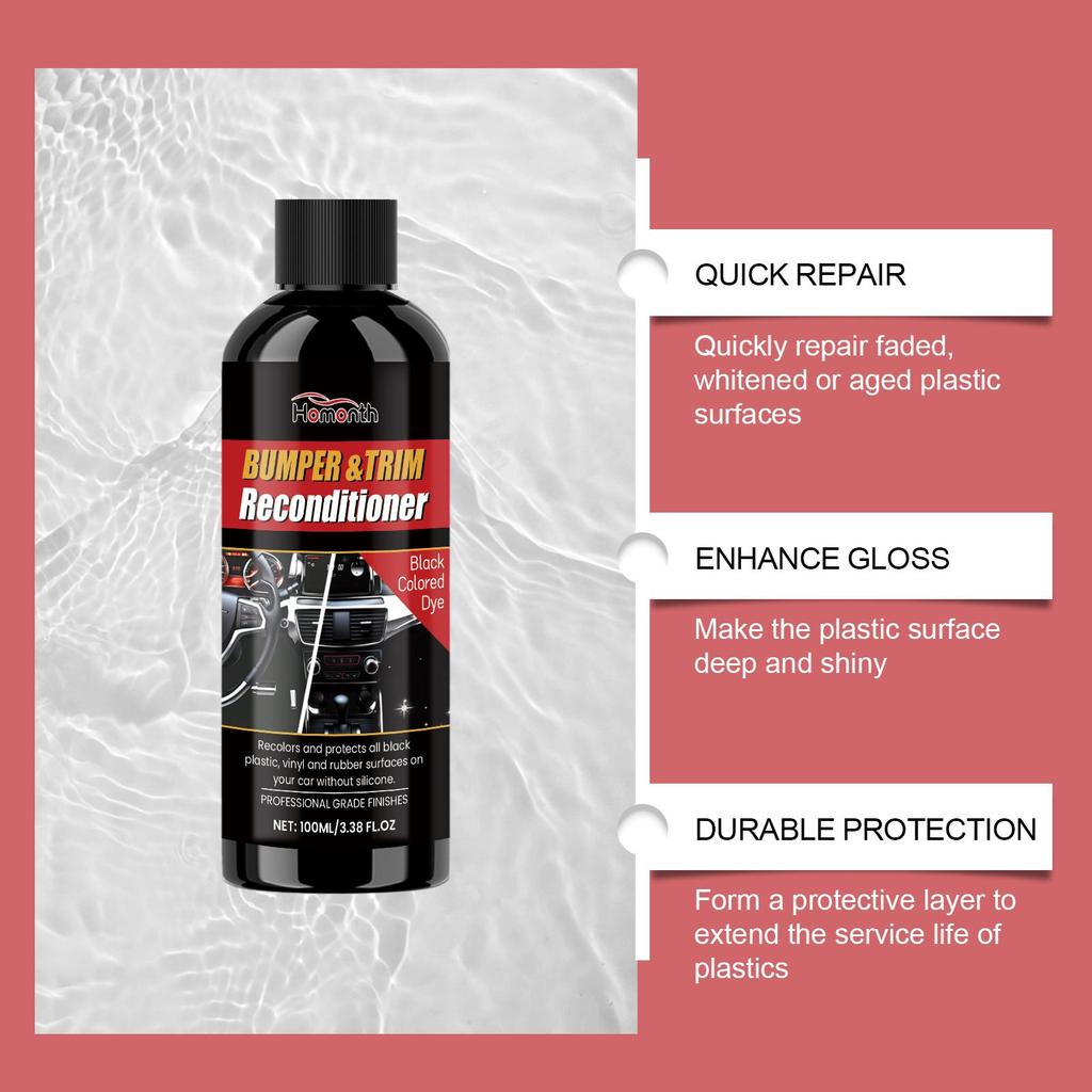 Homonth Automotive Black Plastic Refresher Interior Dashboard Stain Remover Scratch Renovator