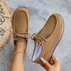 Women's Casual Faux Suede Walking Shoes Round Toe Lace-Up Work Office Driving Moccasins Shoes for Women Non-Slip Comfortable Penny Flat Loafers