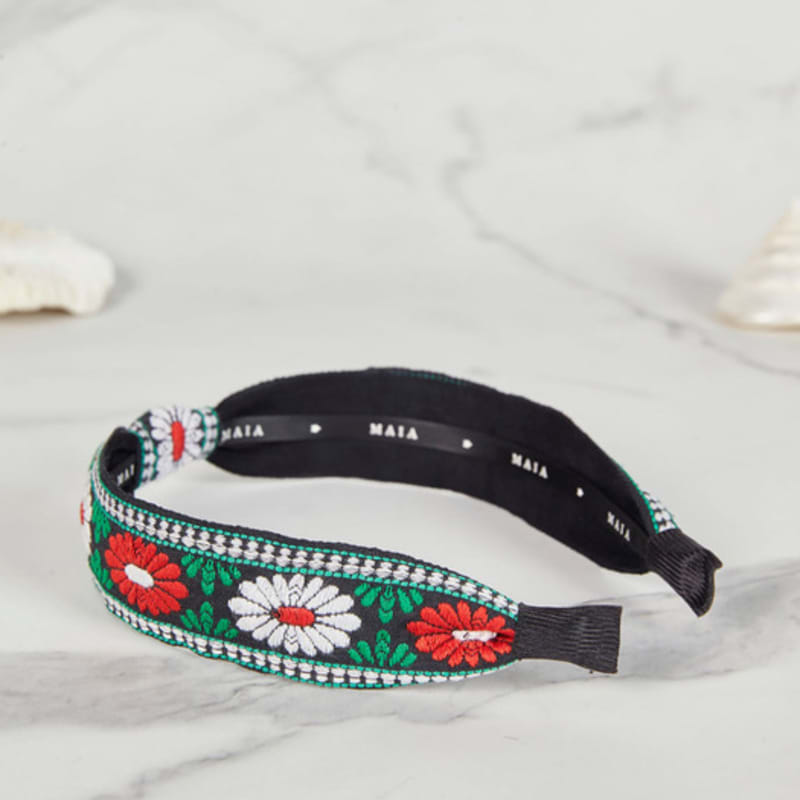 MAIA Green Floral Jacquard Hairband - Knot D Green