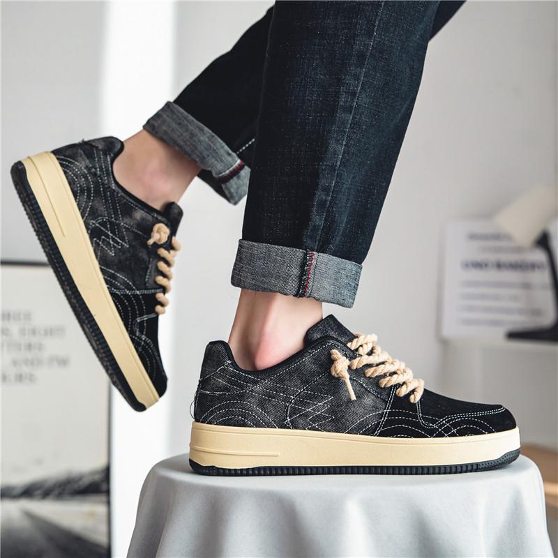 Spring Denim Board Shoes Student Fashion Casual Sports Shoes Street Trendy Men's Shoes Retro Trendy Shoes Cloth Shoes