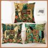 Horse Floral Pillow Cover Polyester Artistic Home Decor Sofa Bed Cushion Skin Friendly Soft Plush Invisible Zipper Decor Gift
