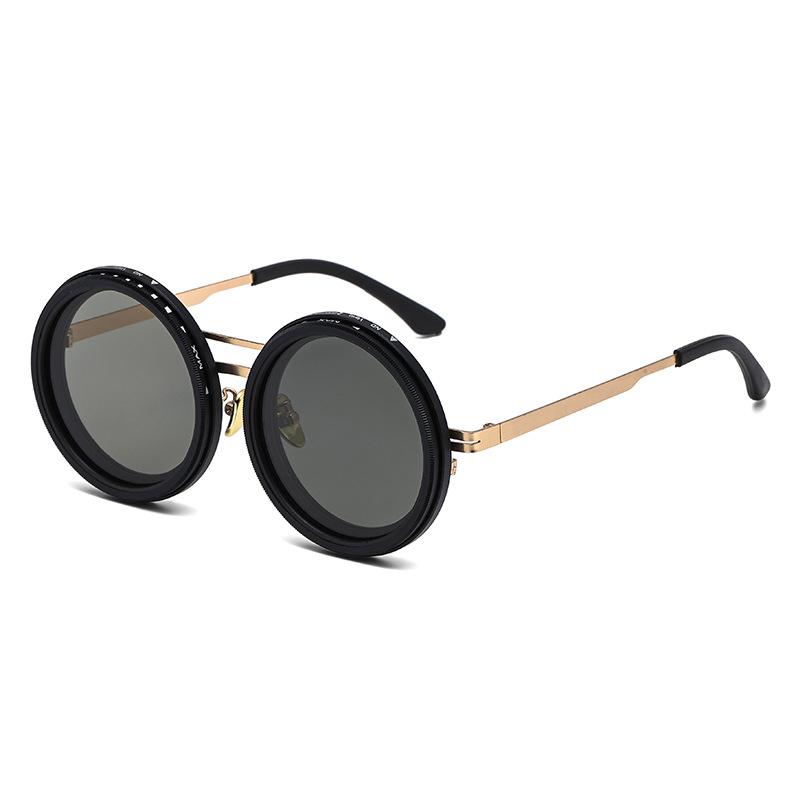 Vintage Round Steampunk Polarized Sunglasses For Men Women Outdoor Sport Shades -Level Adjustable Dimming Sun Glasses Uv400