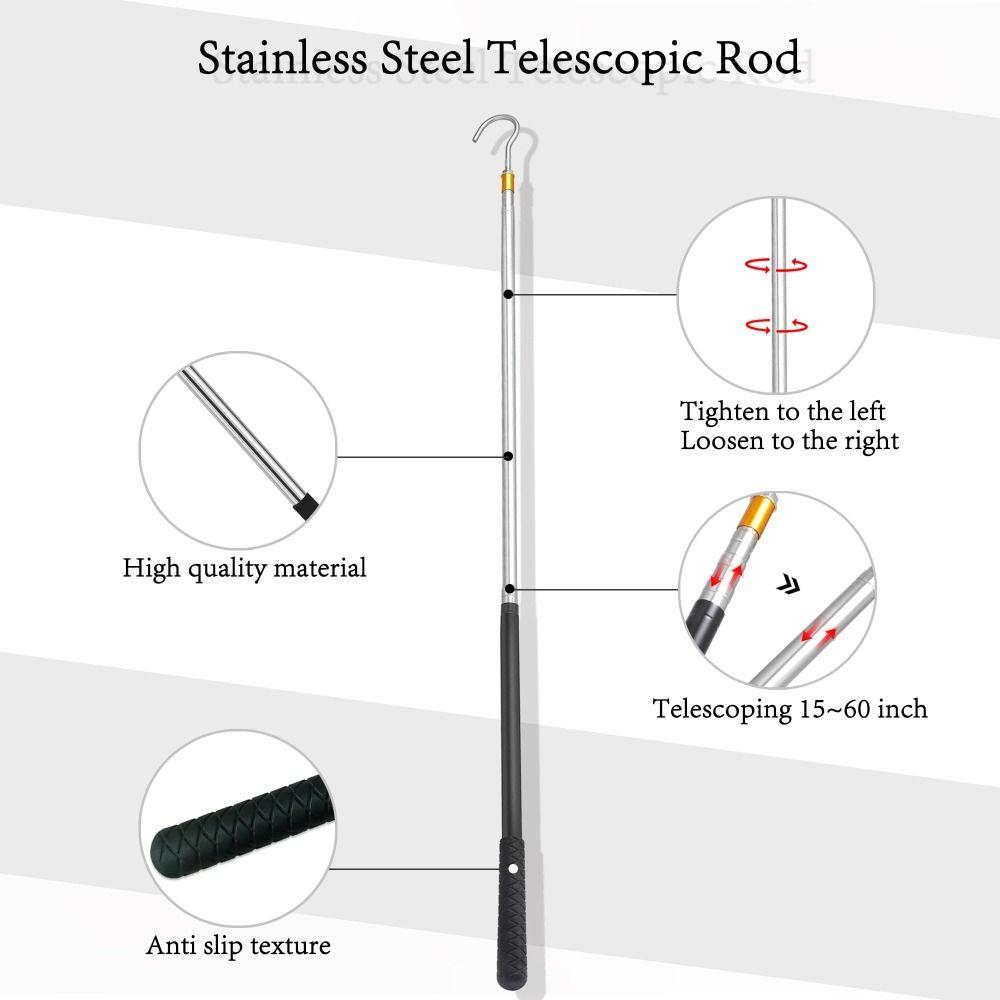 Stainless Steel Loft Stair Pull Hook Kit Splicing Ladder Pull-Down Tool  For Home,Loft Hotel