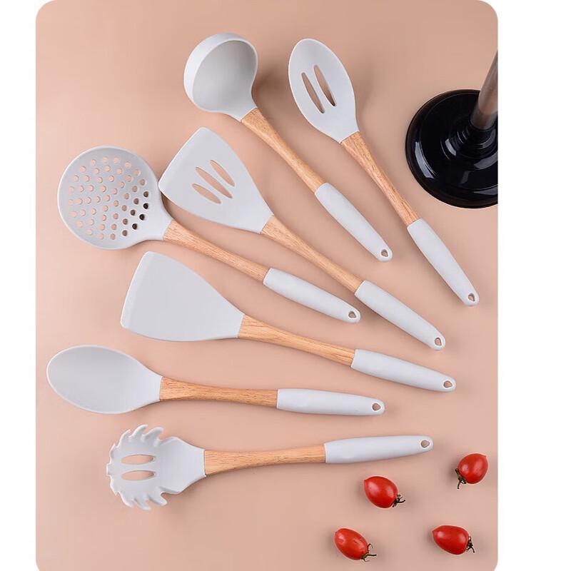 ZISIZ Holzgriff Silikon Küchenutensilien Set