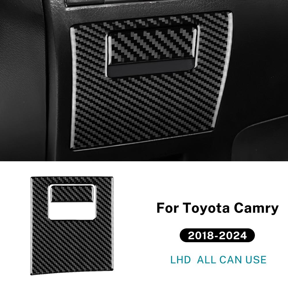 Real Soft Carbon Fiber For Toyota Camry 2018 2019 2020 2025 2025 2025 2025 LHD RHD Car Driver Side Storage Box Handle Panel Trim