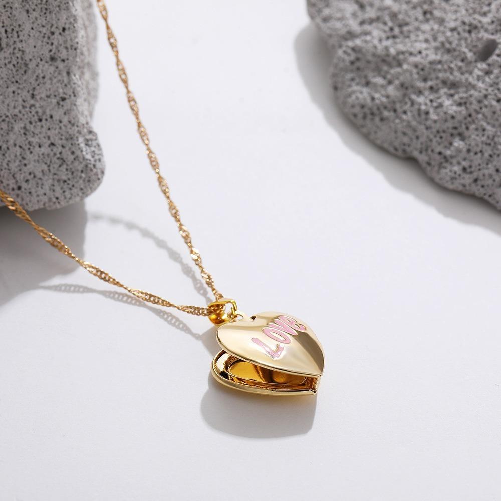 Stainless Steel Heart Photo Pendant Moon Sun Photo Album Necklace Vintage Couple Choker Chain  Gift
