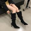 High-heeled French Pointed-toed Over-the-knee Boots Women's Boots, New In Autumn and Winter 2025, Two-wear Tall Stacking Boots