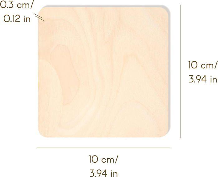 Dessous De Verre - Creative Deco - 10 X 10 Cm - Bois Carré - Non-Peint - Beige