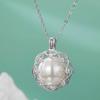 S925 Sterling Silver Round Bead Pendant Necklace with Openable Cage Design for Women