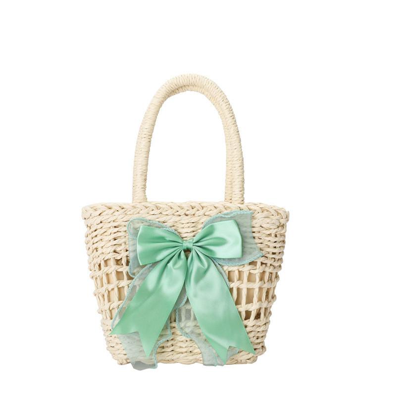 Stylish Children's Straw Bag With Cute Bow Trendy Shoulder Crossbody Design For Kids