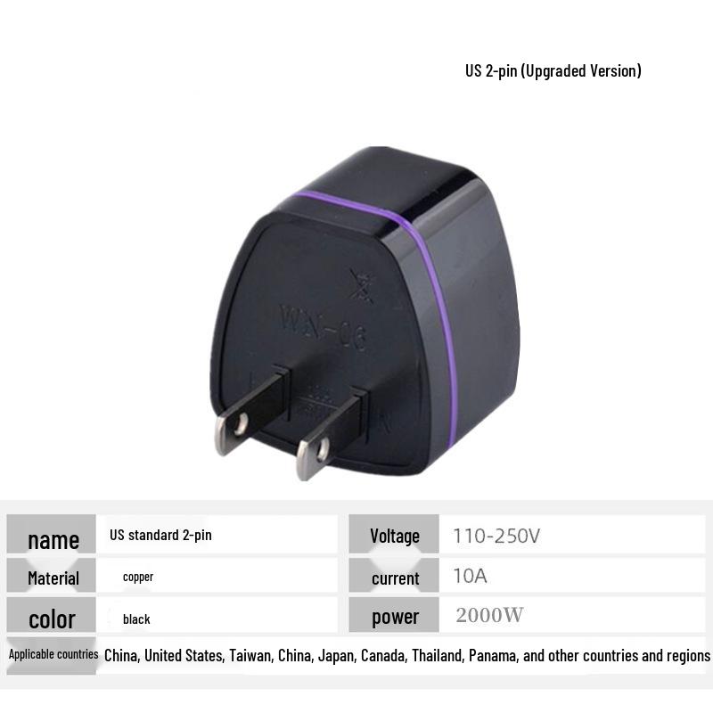 UK EU Power Plug Adapter: US to EU/AU/DE Conversion for Flat Pins.
